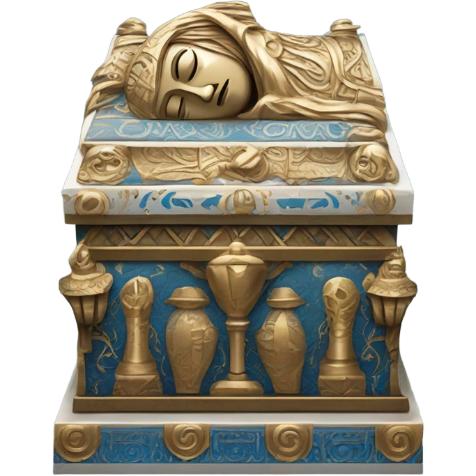 gold blue white black sarcophagus, full body  emoji