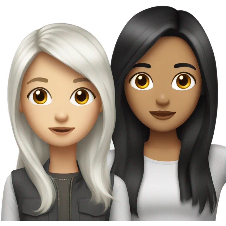 blode and black-hair girls emoji