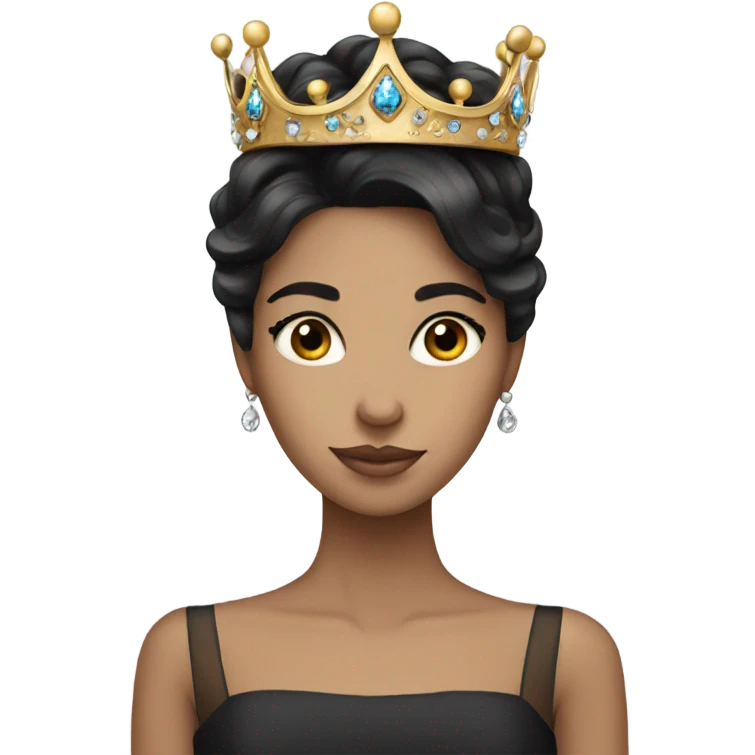 Elegant dark hair girl with crown emoji