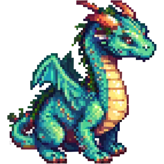pixel art dragon, small and detailed, vibrant colors, classic video game sprite style emoji