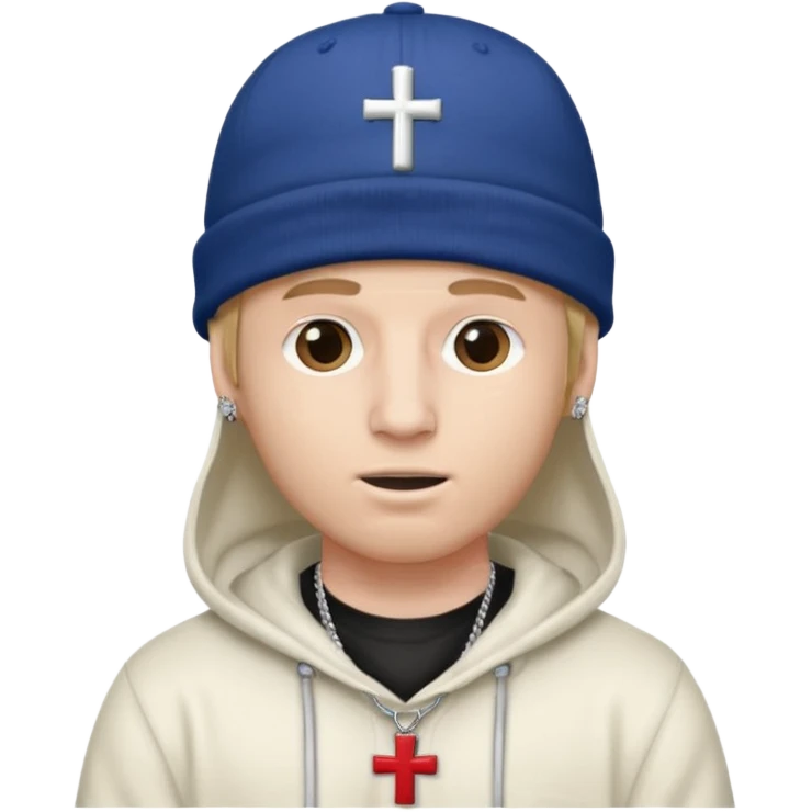 rapper da trắng đội mũ len mlb áo thánh giá đeo khăn trùm mặt emoji