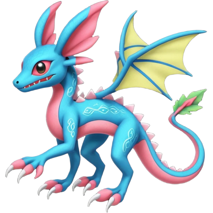 Spooky stitched colorful Salandit-Flygon-Sylveon-Umbreon-fusion-Pokémon-hybrid-creature  emoji