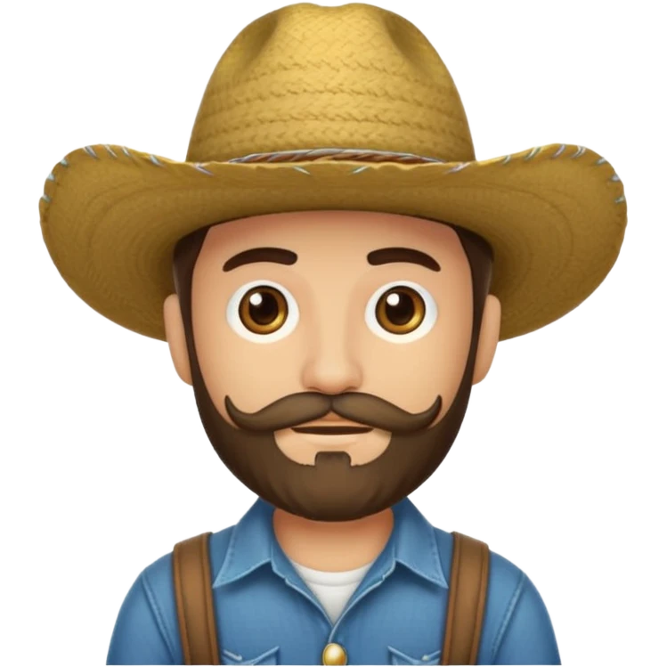Un muchacho con sombrero vaquero y con barba completa emoji