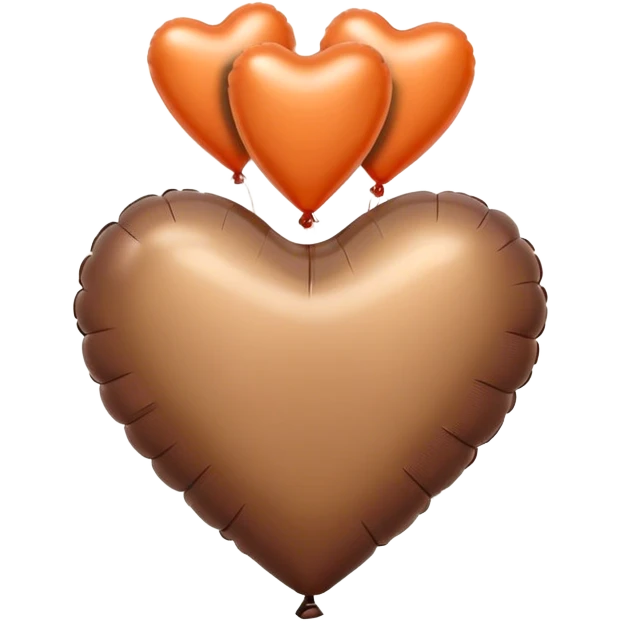 dark brown love letter in drak beige and dark orange metallic heart-shaped balloons emoji