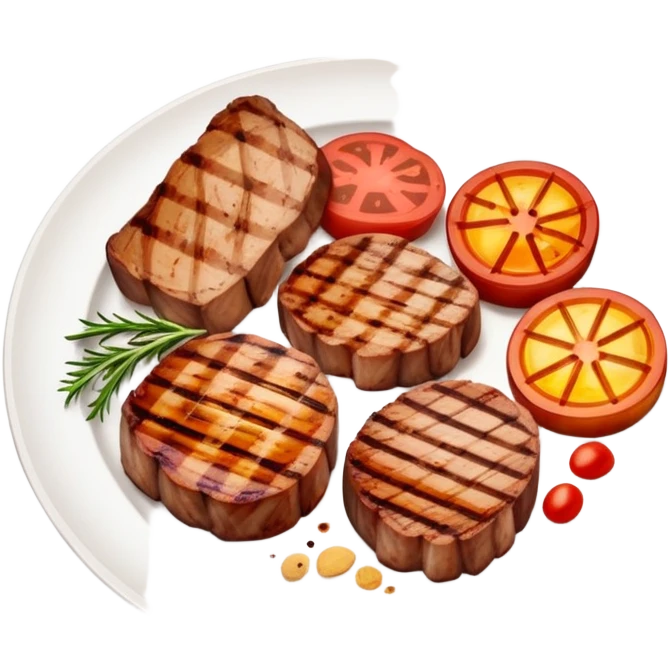 A plate of grill meet with different kind of meets emoji