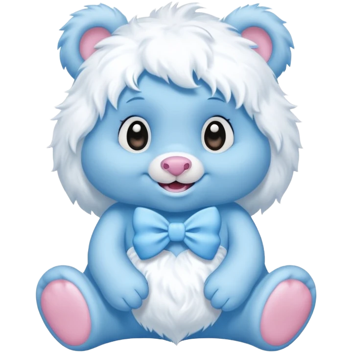 blue girl care bear yeti with bow emoji