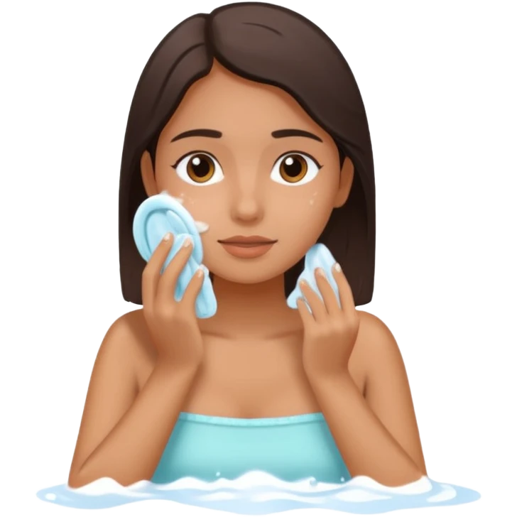 latin girl washing her face gentle relatable skincare routine emoji