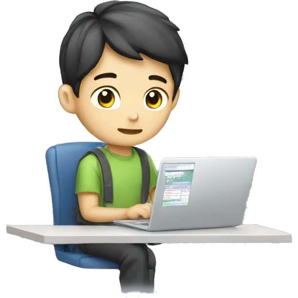 finance korean boy working on lapto emoji