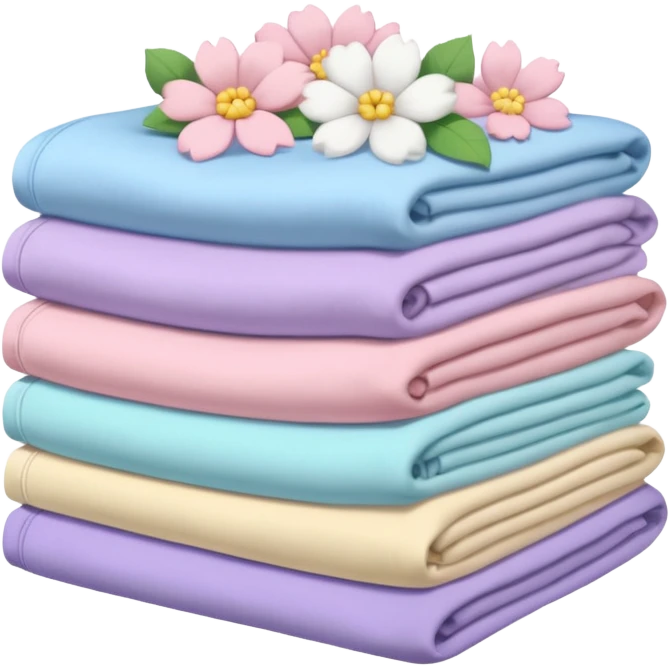 a pile of clean, folded clothes with some flowers around it emoji