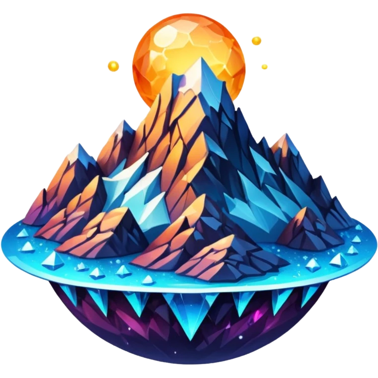 planet, surface covered in glowing crystals and mountain  emoji