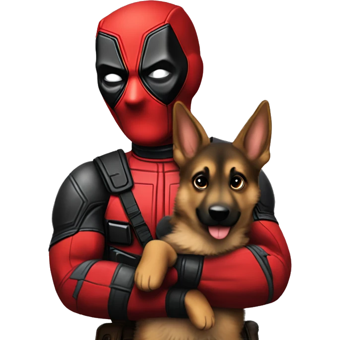 Deadpool holding German shepherd puppy emoji