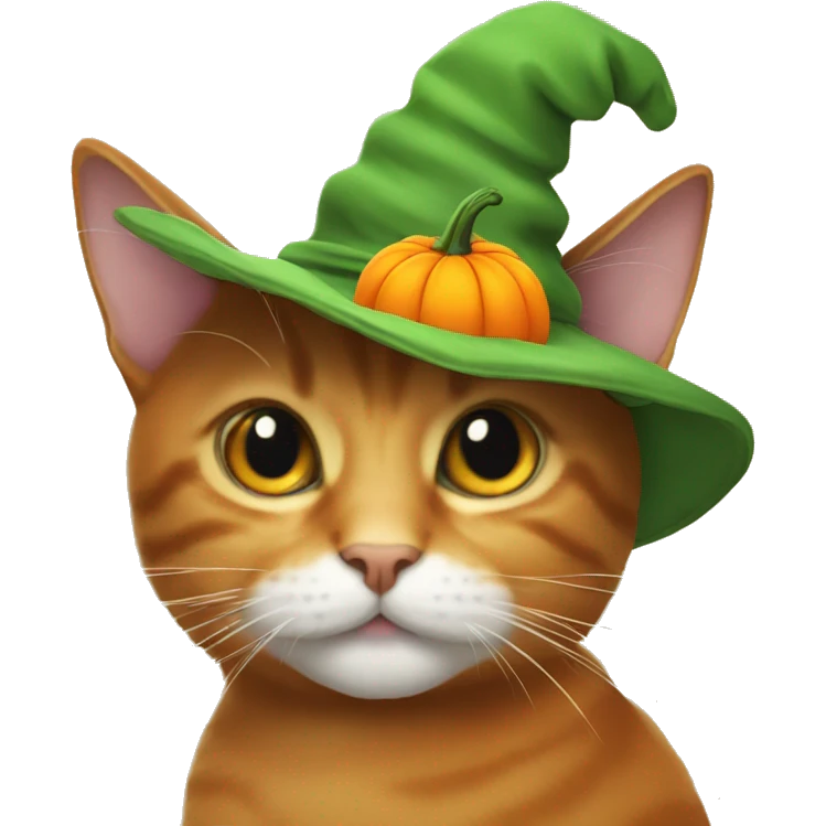 cat wearing a pumpkin as a hat emoji