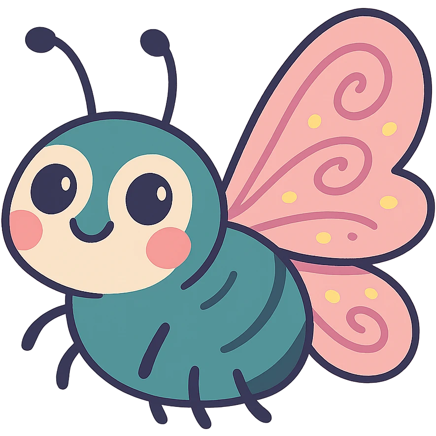 cute bug with whimsical wings emoji