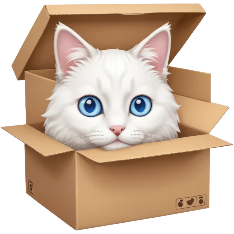 white cat in box emoji