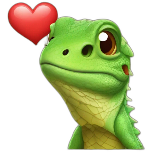 lizard with heart kiss emoji