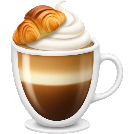 Cup of cappuccino with croissant emoji