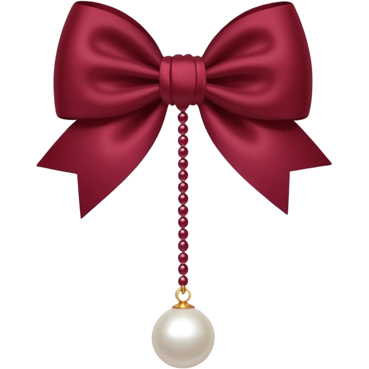 Maroon bow with hanging pearl emoji