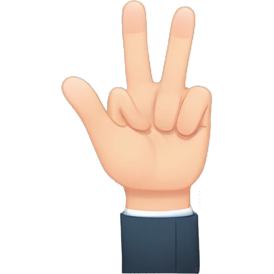 Hand, thumb and middle fingers held down, extended index finger and ring finger touching at tip, pinky finger out, creating an “N” shape  emoji