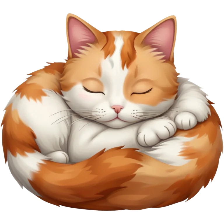 A cute cat curled up sleeping, peaceful expression emoji