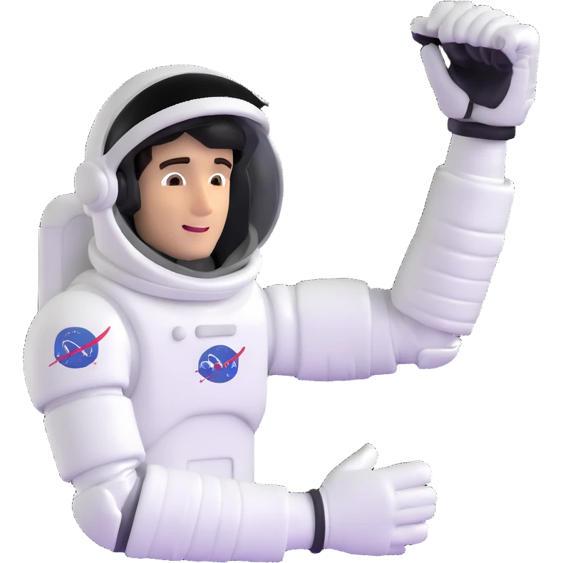 flexed biceps arm with white sleeve and astronaut gloves emoji