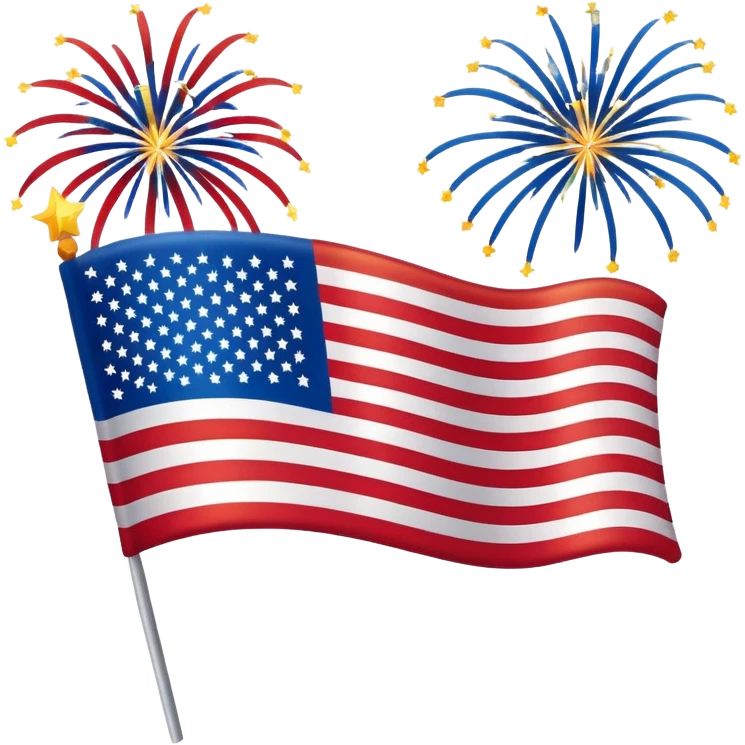 American flag with fireworks emoji