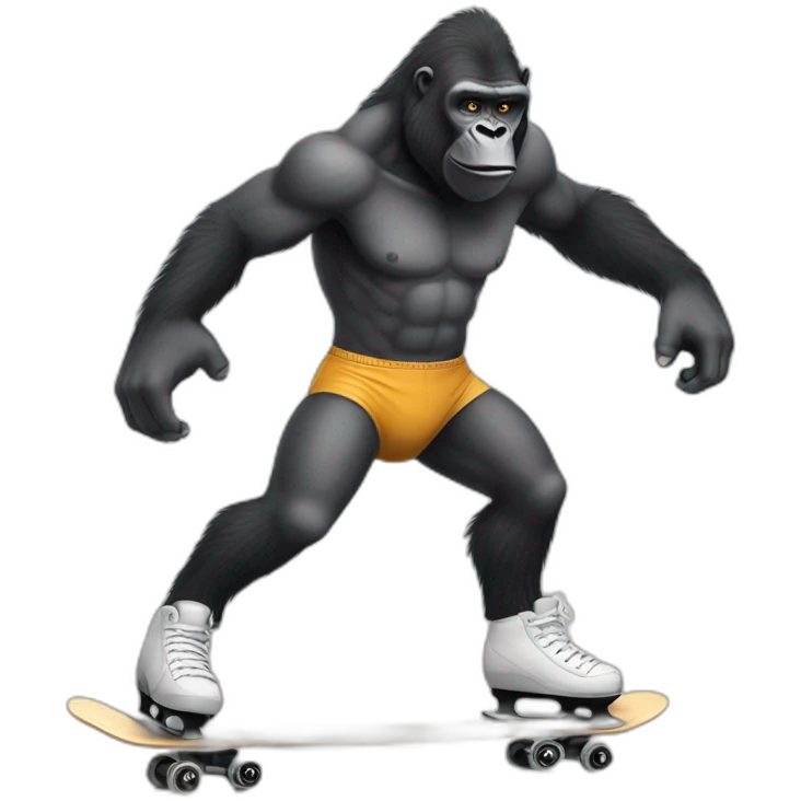 shirtless-skating-pantless-gorilla emoji