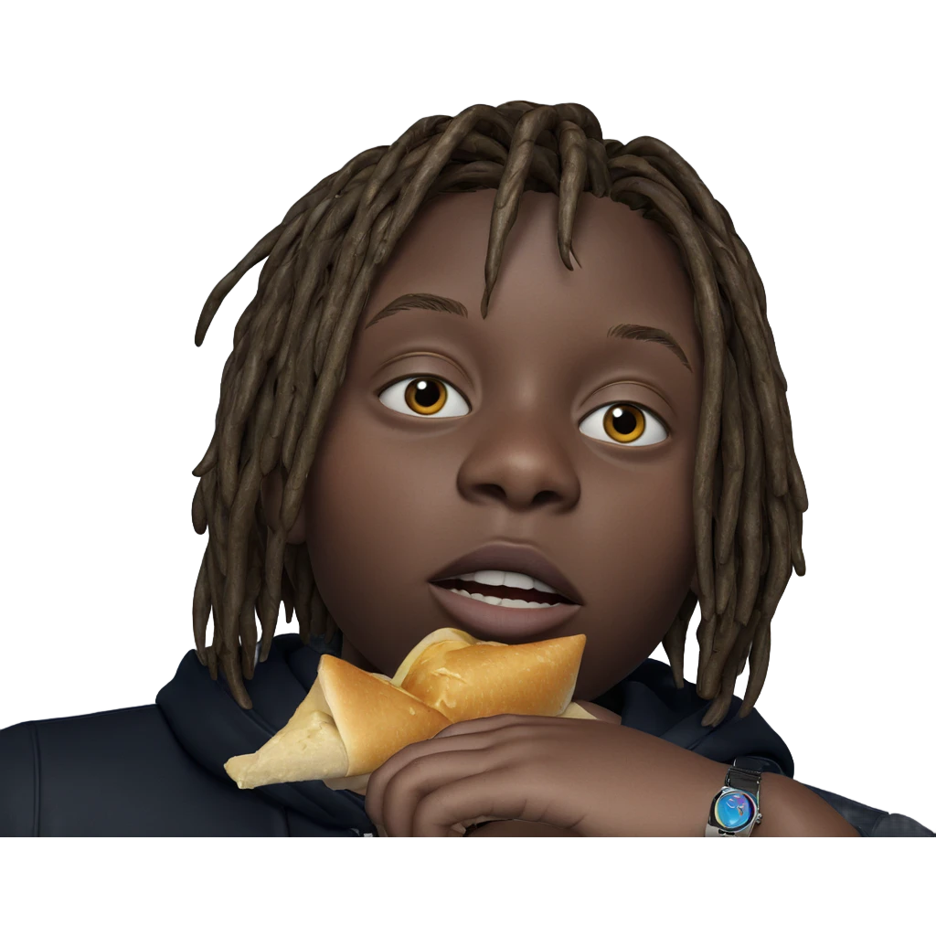 boy with food and watch emoji