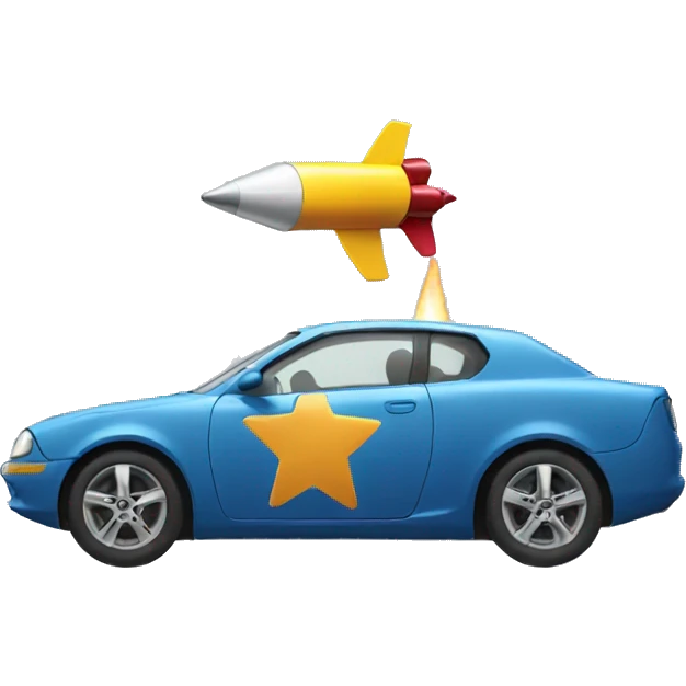 car with rocket emoji
