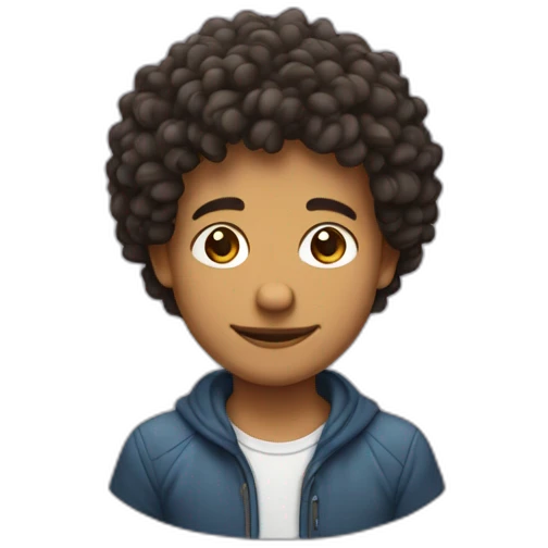Garçon qui sourit avec les cheveux bouclés emoji