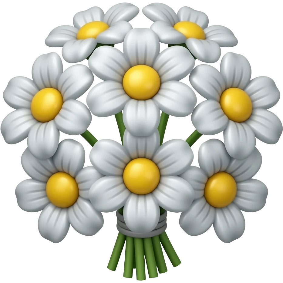 gray and yellow 10 flowers in a bouquet emoji