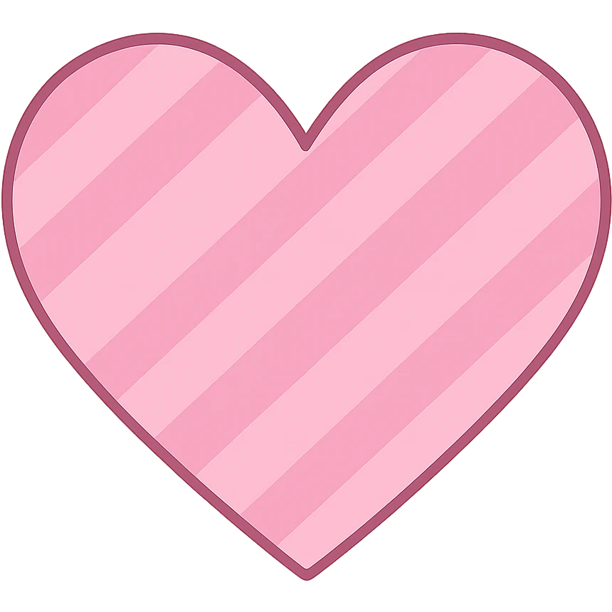 heart with a pink striped pattern, clean digital illustration, no background emoji
