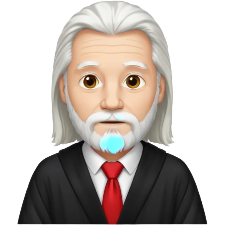 An older man with long white hair and beard, wearing a red tie and black robe emoji