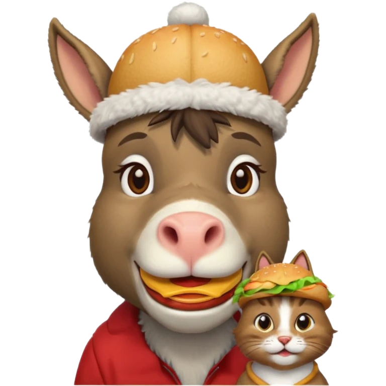 shit donkey cat eating hamburgers emoji