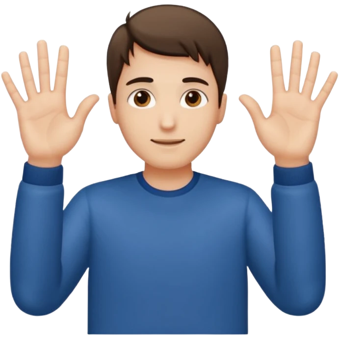 A guy with his palms facing up one hand higher one lower with 6 one left hand 7 on the right hand emoji