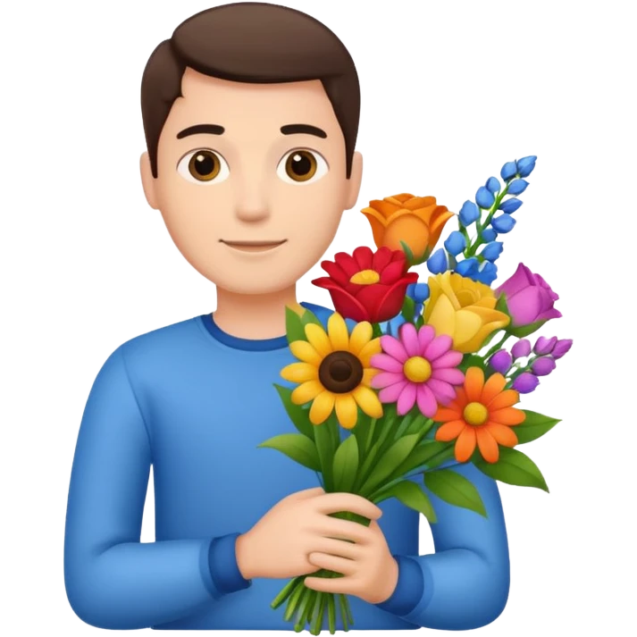 Male hand give a bogue of flowers emoji