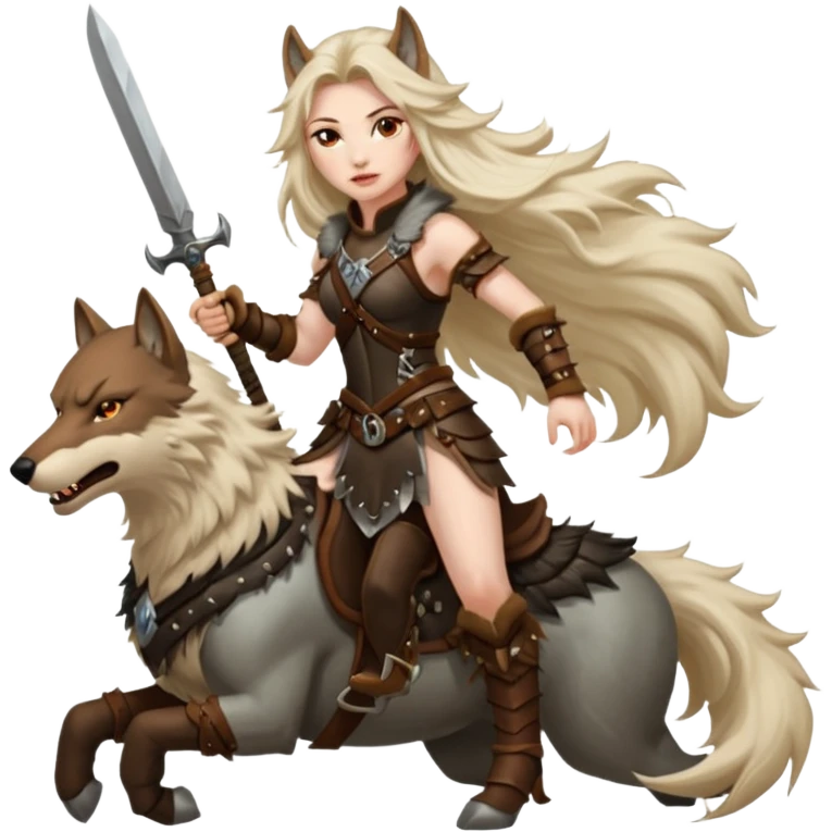 woman barbarian wolf rider emoji