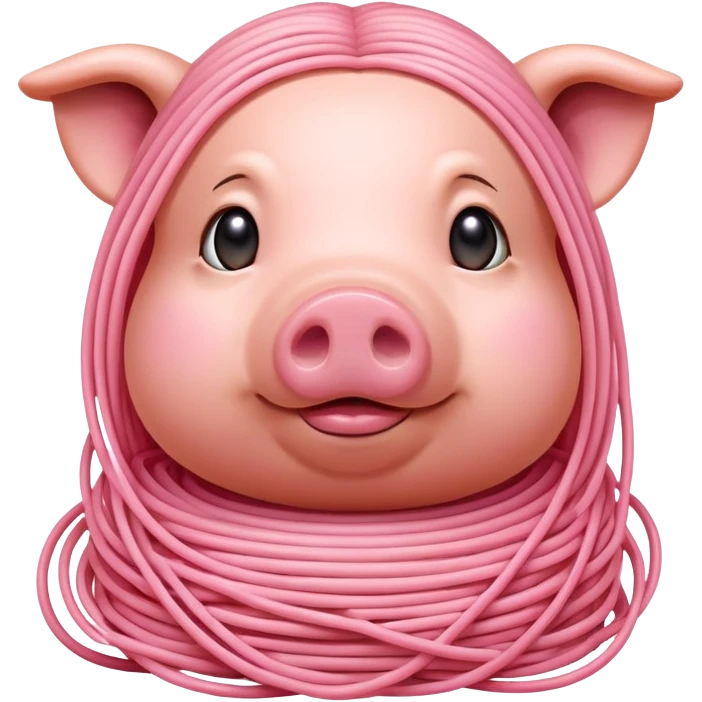   renaissance portrait monalisa pig with pink spaghetti  emoji
