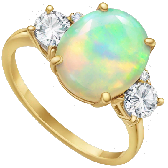 opal engagement ring with two diamonds emoji