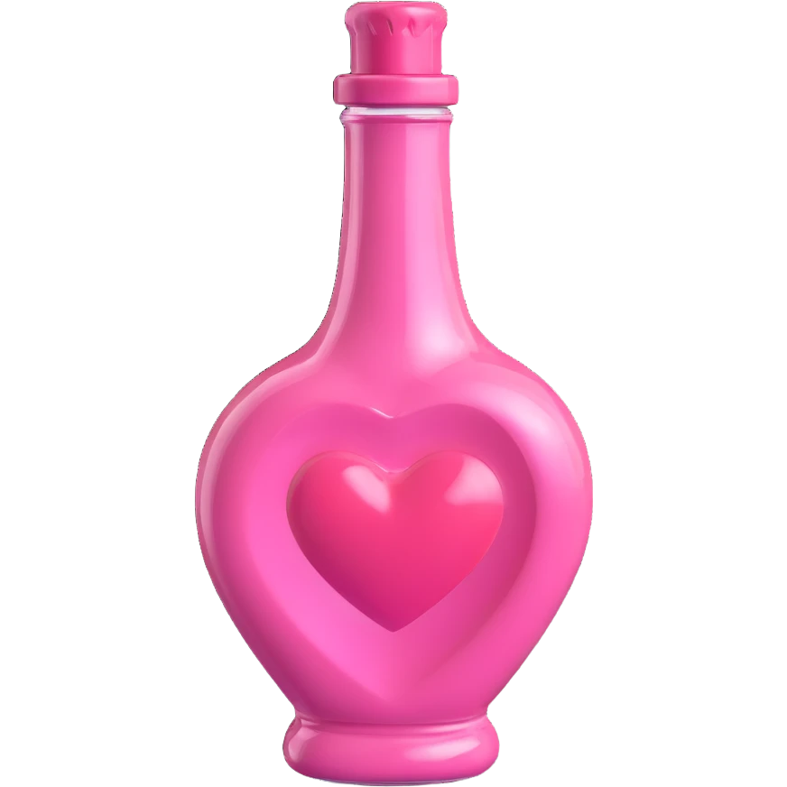 pink heart-shaped bottle, no Pepe, 3D style, cute and shiny emoji