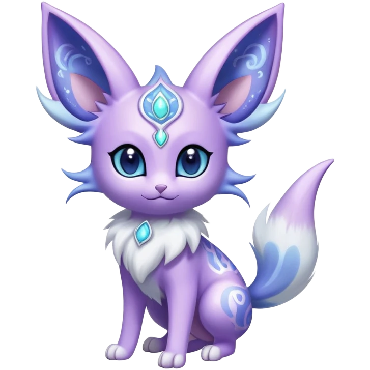 Shiny Exotic Cute Adorable Majestic Ethereal Sparkly Espeon-Meowstic-Hybrid-Creature with pattern-markings emoji