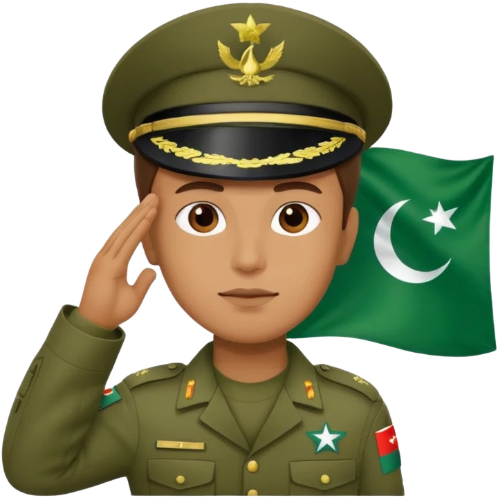soldier saluting in front of the flag of Pakistan emoji