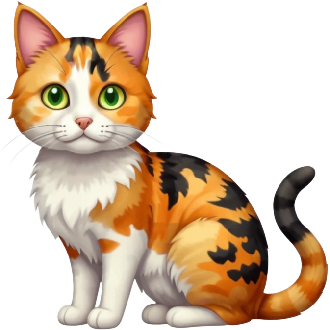 full body anxious looking colourful patchy light calico tabby cat emoji