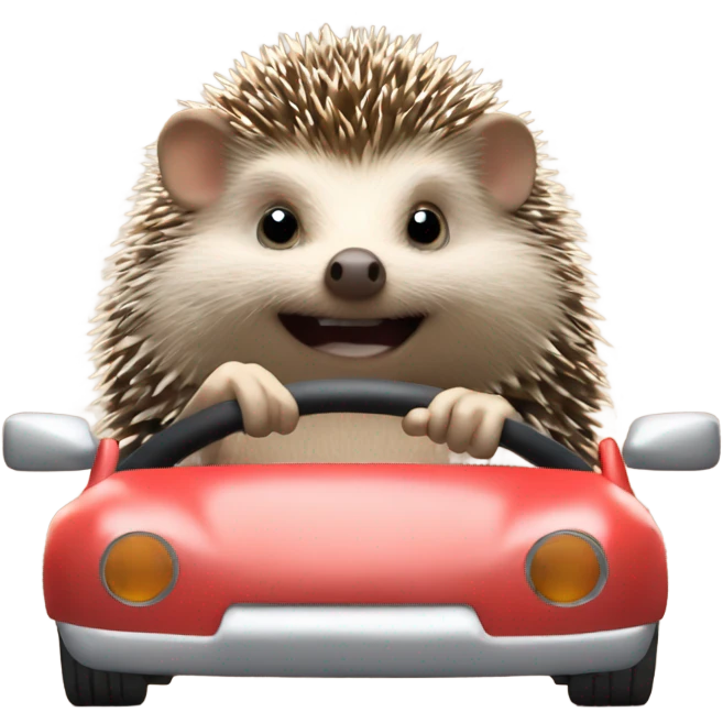 Hedgehog driving a car emoji