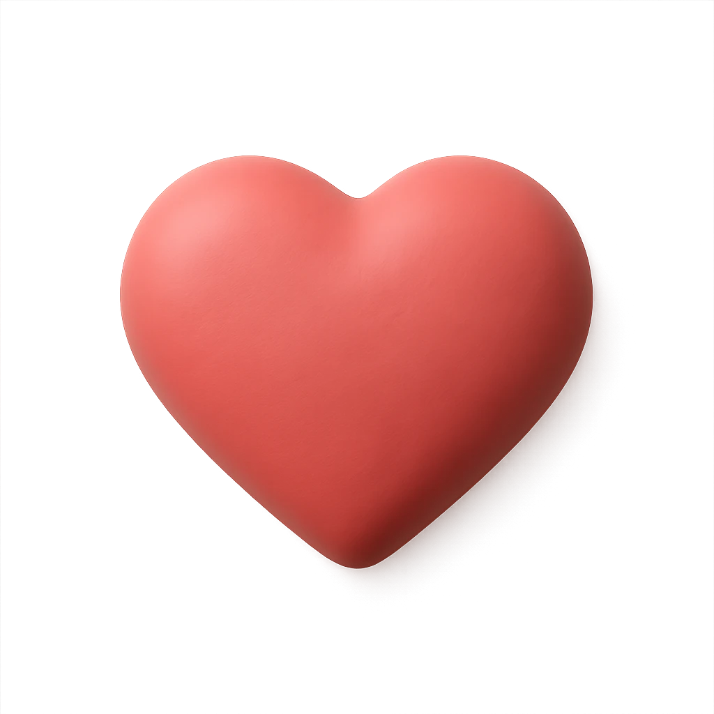 A simple heart shape with smooth, sculpted appearance emoji