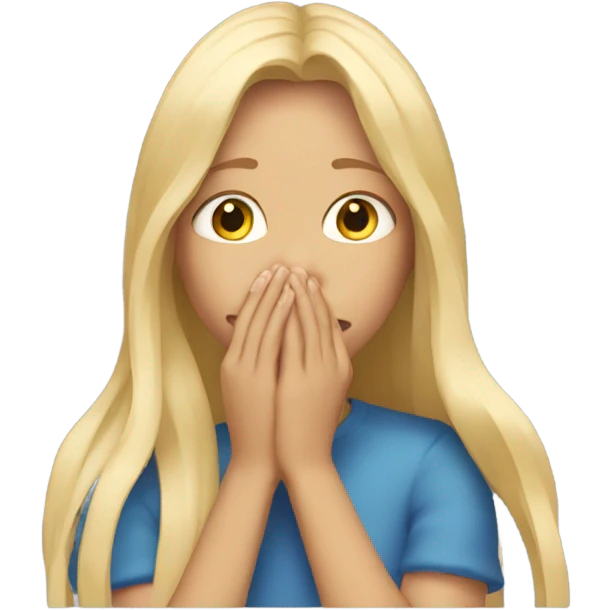long hair blonde girl with her Hands covering her mouth emoji