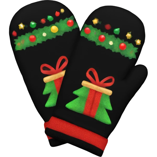 black color Christmas mittens  emoji