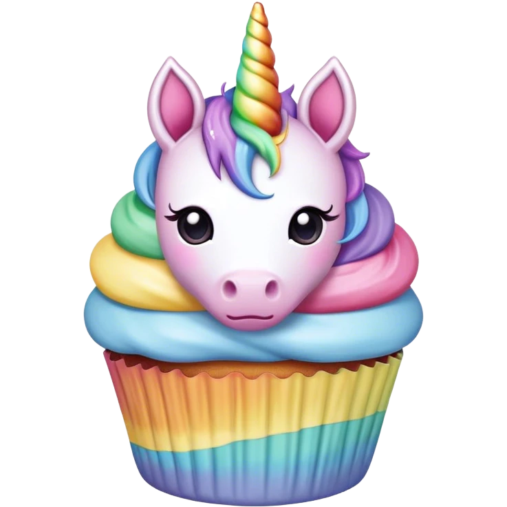 kawaii pastel rainbow unicorn cupcake emoji