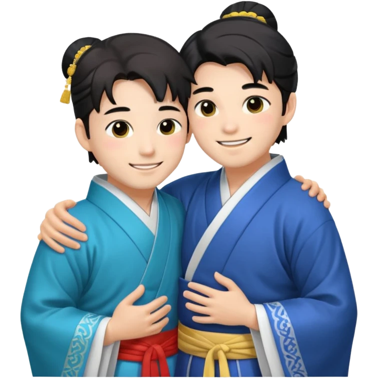two guys hugging in hanfu emoji
