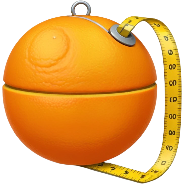 generate an orange with a yellow measuring tape around it emoji