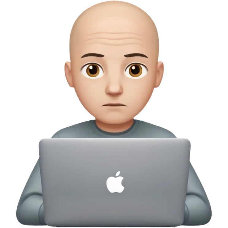 bald young programmer with MacBook  emoji